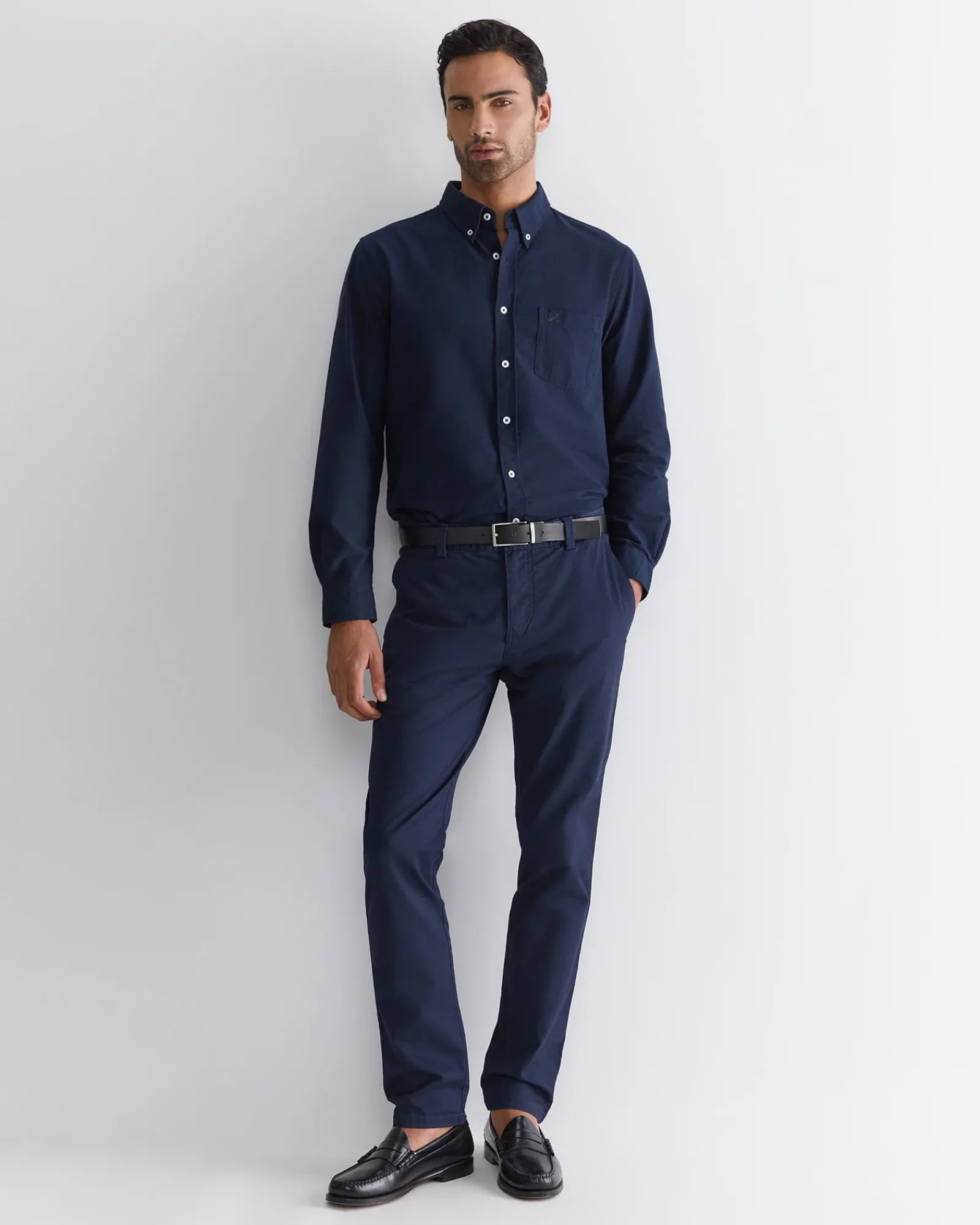 Discount Sportscraft Oxford Long Sleeve Shirt in Classic Navy ClassicNavy