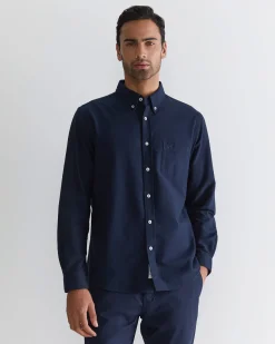 Discount Sportscraft Oxford Long Sleeve Shirt in Classic Navy ClassicNavy