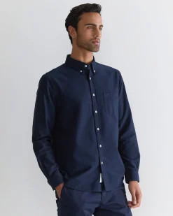 Discount Sportscraft Oxford Long Sleeve Shirt in Classic Navy ClassicNavy