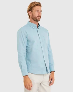 Clearance Sportscraft Oxford Long Sleeve Shirt in Mountain Blue MountainBlue