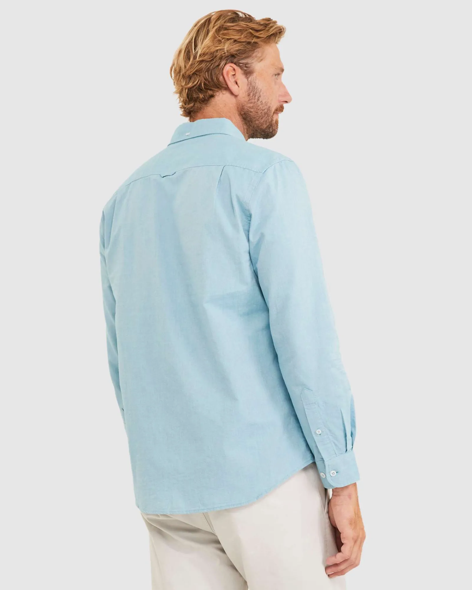 Clearance Sportscraft Oxford Long Sleeve Shirt in Mountain Blue MountainBlue