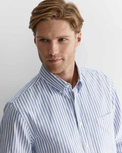 Fashion Sportscraft Oxford Stripe Long Sleeve Shirt in Dutch Blue DutchBlue
