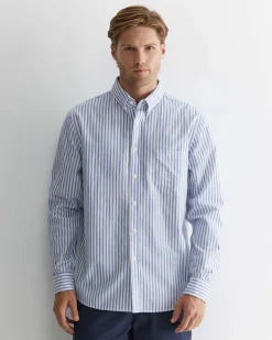 Fashion Sportscraft Oxford Stripe Long Sleeve Shirt in Dutch Blue DutchBlue