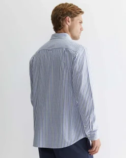 Fashion Sportscraft Oxford Stripe Long Sleeve Shirt in Dutch Blue DutchBlue