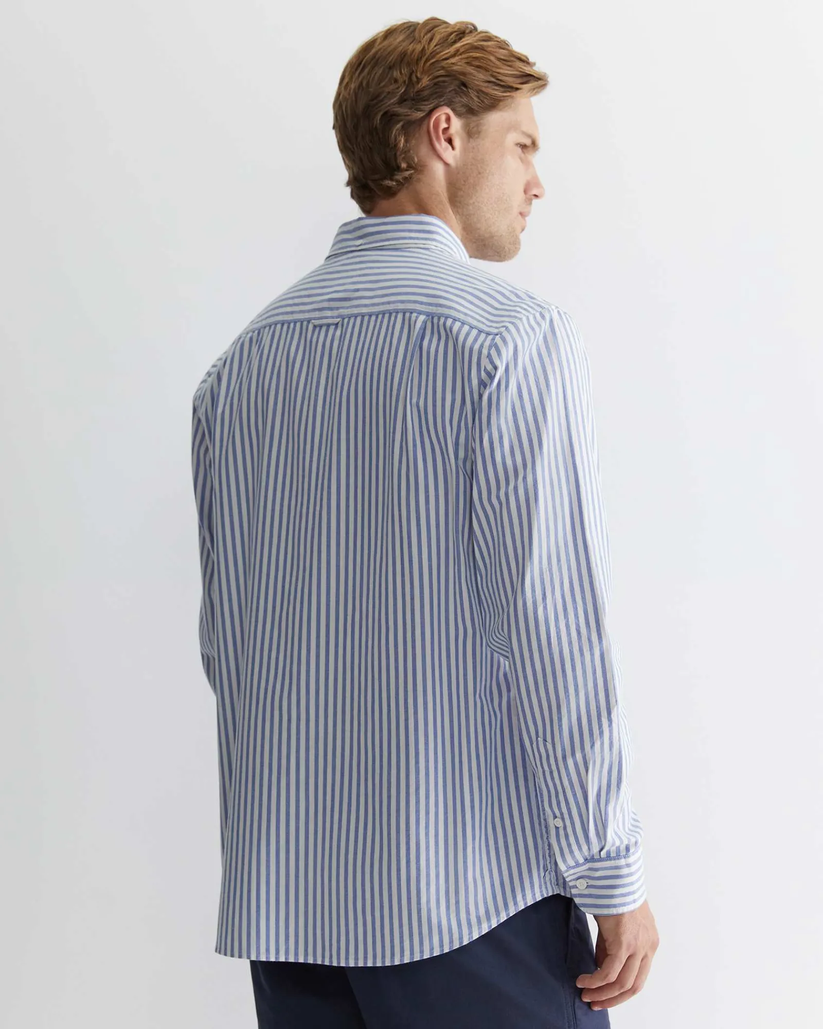 Fashion Sportscraft Oxford Stripe Long Sleeve Shirt in Dutch Blue DutchBlue