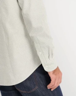 Best Sportscraft Oxford Stripe Long Sleeve Shirt in Khaki
