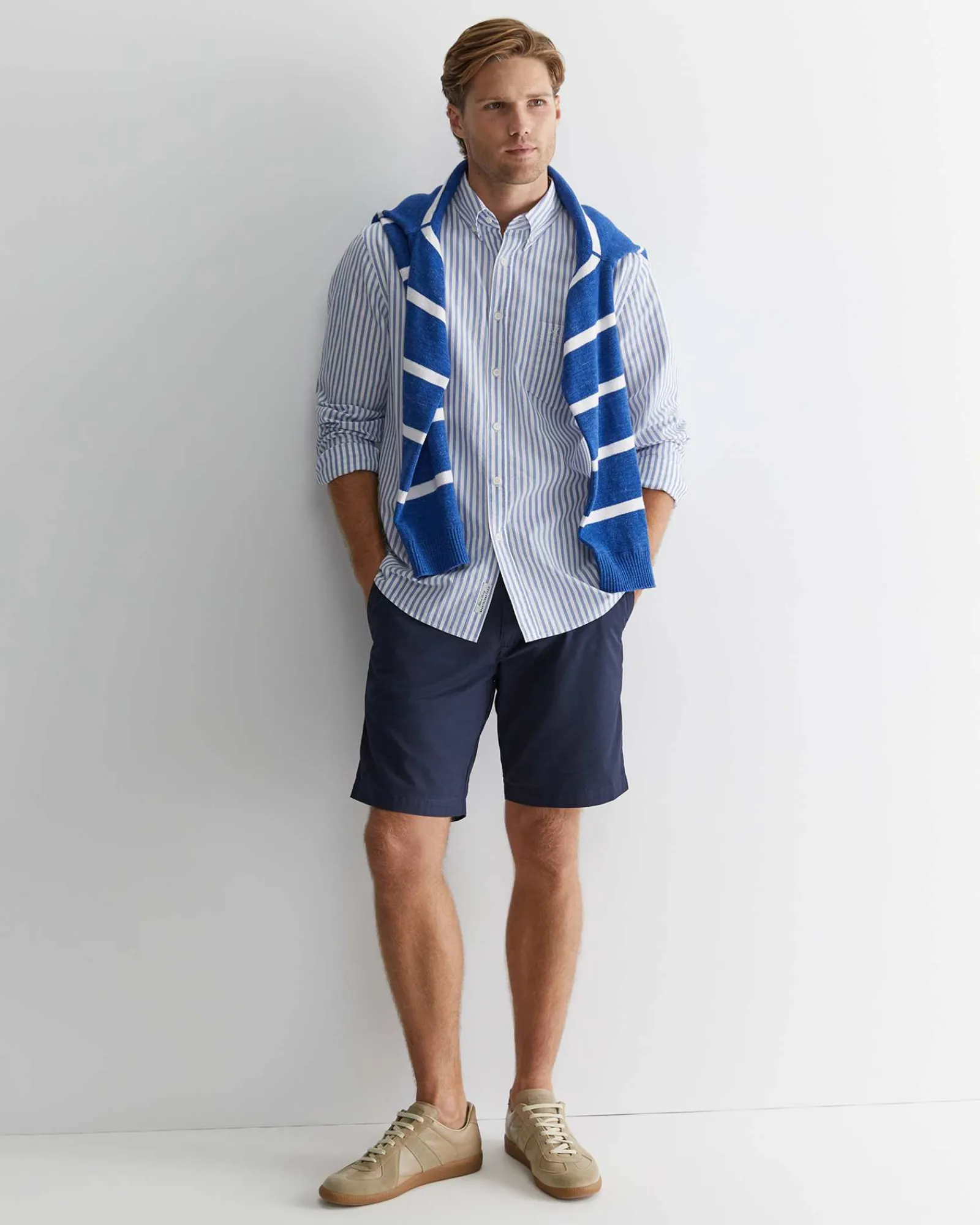 Fashion Sportscraft Oxford Stripe Long Sleeve Shirt in Dutch Blue DutchBlue