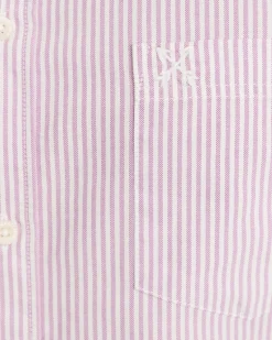New Sportscraft Oxford Stripe Long Sleeve Shirt in Fig
