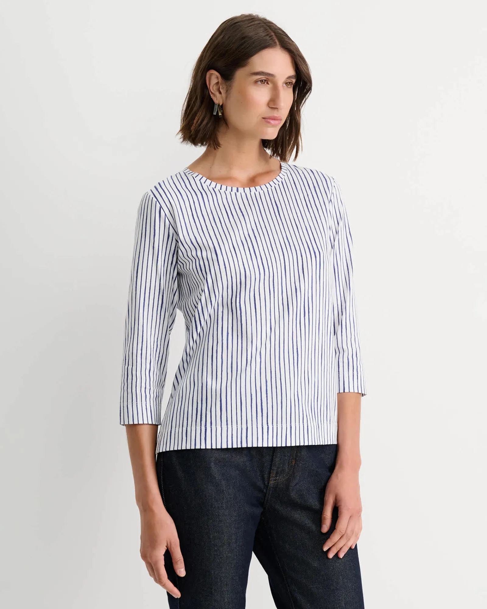 Discount Sportscraft Painted Stripe Mercerised Tee in Whiteblue White/blue