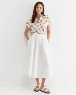 Sale Sportscraft Palm Short Sleeve Lily Voile Shirt in Tanwhite Tan/white