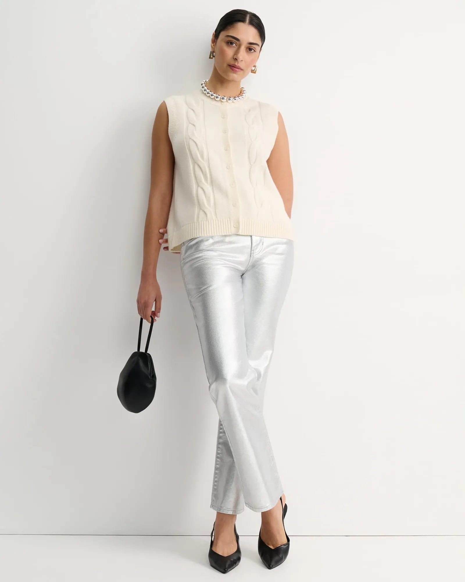 Fashion Sportscraft Pearl Chunky Cable Vest in Winter White WinterWhite