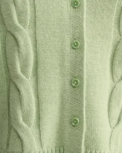 New Sportscraft Pearl Chunky Cable Vest in Avocado