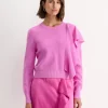 Fashion Sportscraft Pearl Ruffle Sweater in Grape