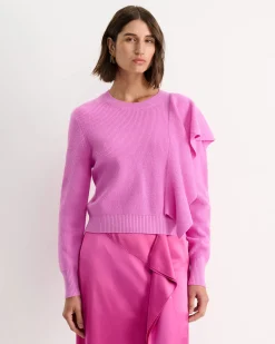 Fashion Sportscraft Pearl Ruffle Sweater in Grape