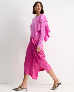 Fashion Sportscraft Pearl Ruffle Sweater in Grape