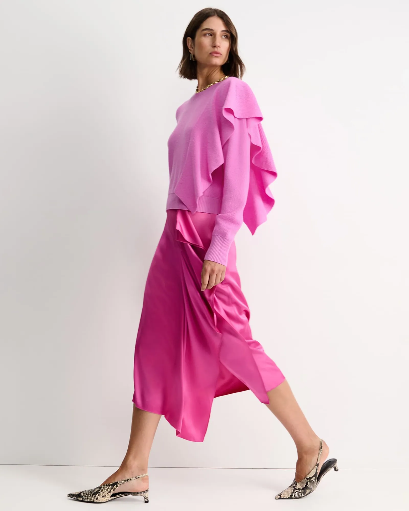 Fashion Sportscraft Pearl Ruffle Sweater in Grape