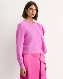 Fashion Sportscraft Pearl Ruffle Sweater in Grape