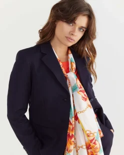Discount Sportscraft Peony Cotton Silk Scarf in Red Multi RedMulti