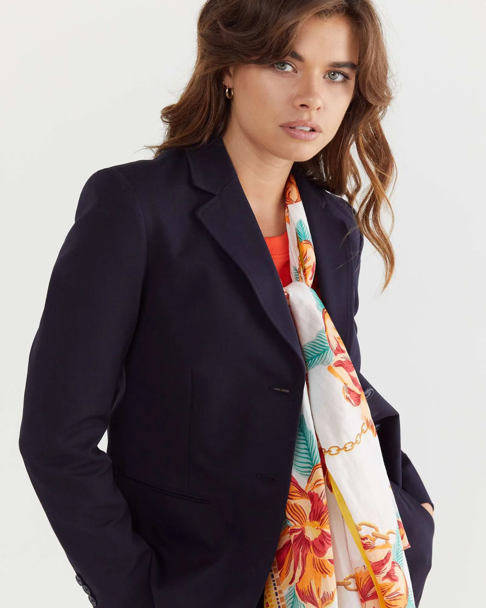 Discount Sportscraft Peony Cotton Silk Scarf in Red Multi RedMulti