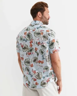 Outlet Sportscraft Percy Short Sleeve Cotton Shirt in Blue Multi BlueMulti
