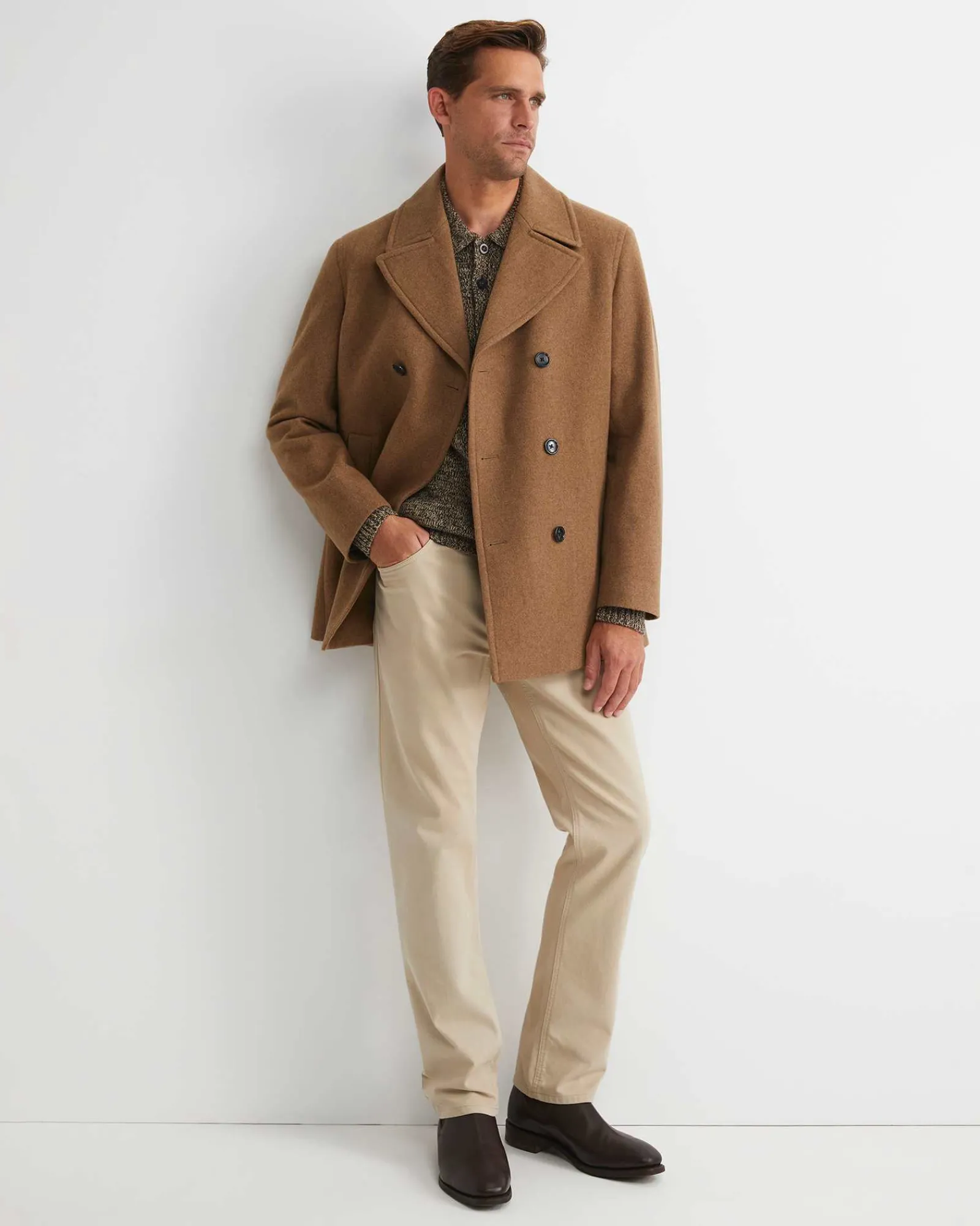 Outlet Sportscraft Phillip Wool Blend Peacoat in Camel