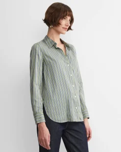 Clearance Sportscraft Pia Stripe Cotton Silk Shirt in Multi