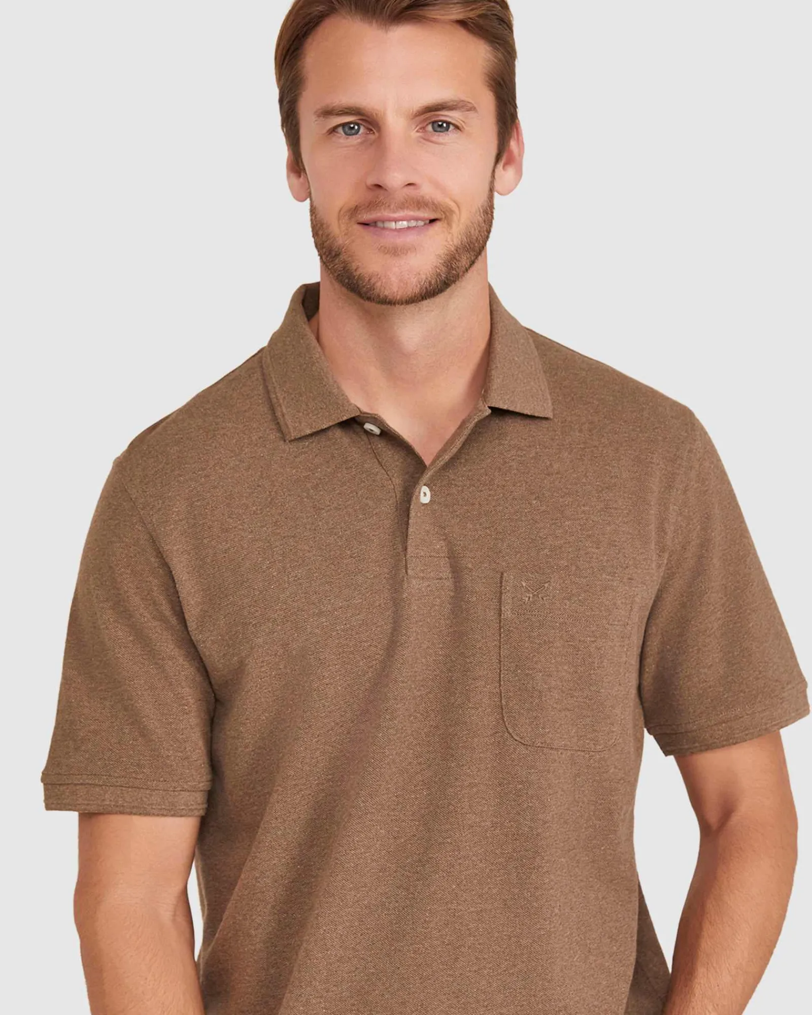 Outlet Sportscraft Pique Polo Melange in Mocha Melange MochaMelange