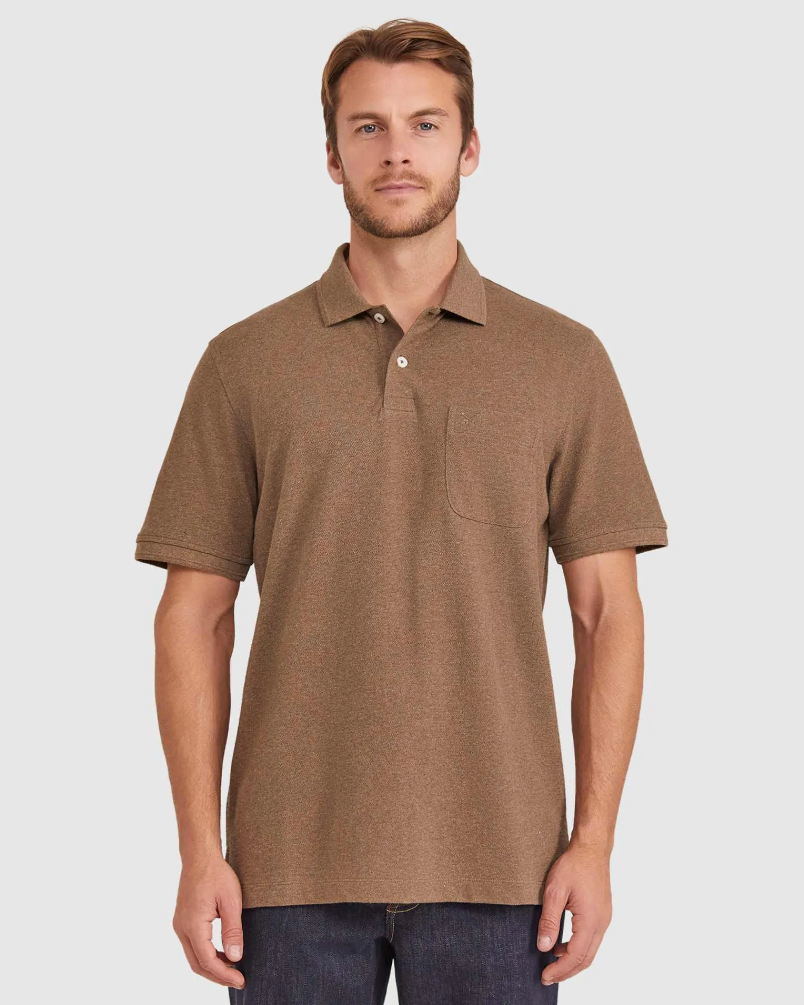 Outlet Sportscraft Pique Polo Melange in Mocha Melange MochaMelange