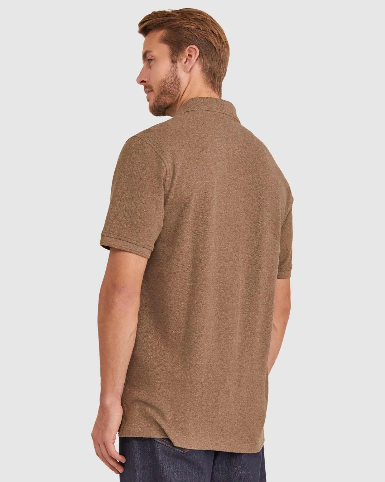 Outlet Sportscraft Pique Polo Melange in Mocha Melange MochaMelange