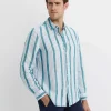 New Sportscraft Pointon Long Sleeve Stripe Shirt in Whiteblue White/blue