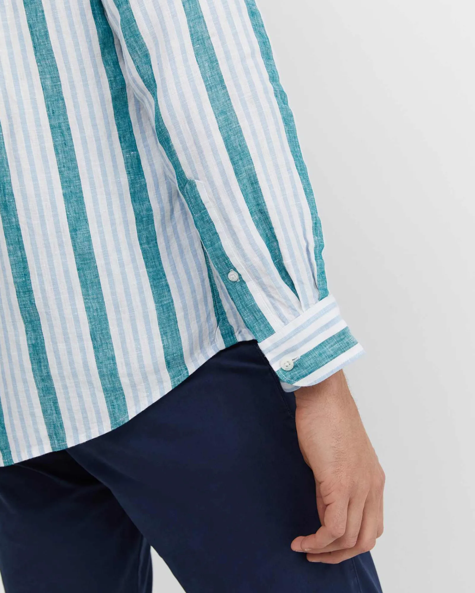 New Sportscraft Pointon Long Sleeve Stripe Shirt in Whiteblue White/blue