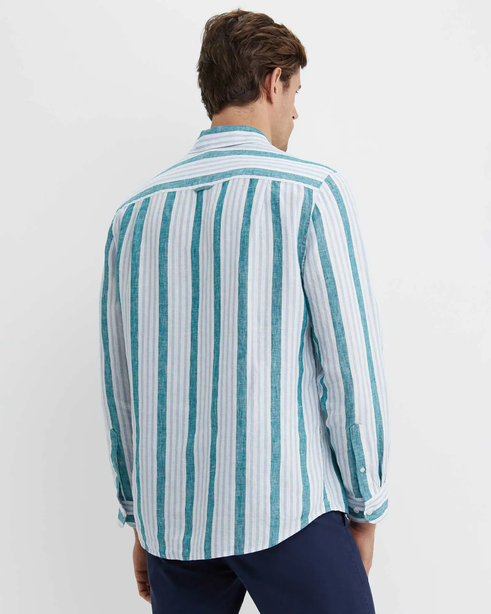 New Sportscraft Pointon Long Sleeve Stripe Shirt in Whiteblue White/blue