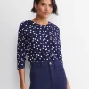 Clearance Sportscraft Polka Mercerised Tee in Whitenavy White/navy