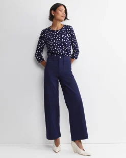 Clearance Sportscraft Polka Mercerised Tee in Whitenavy White/navy