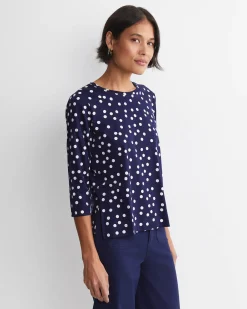 Clearance Sportscraft Polka Mercerised Tee in Whitenavy White/navy