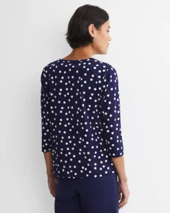 Clearance Sportscraft Polka Mercerised Tee in Whitenavy White/navy