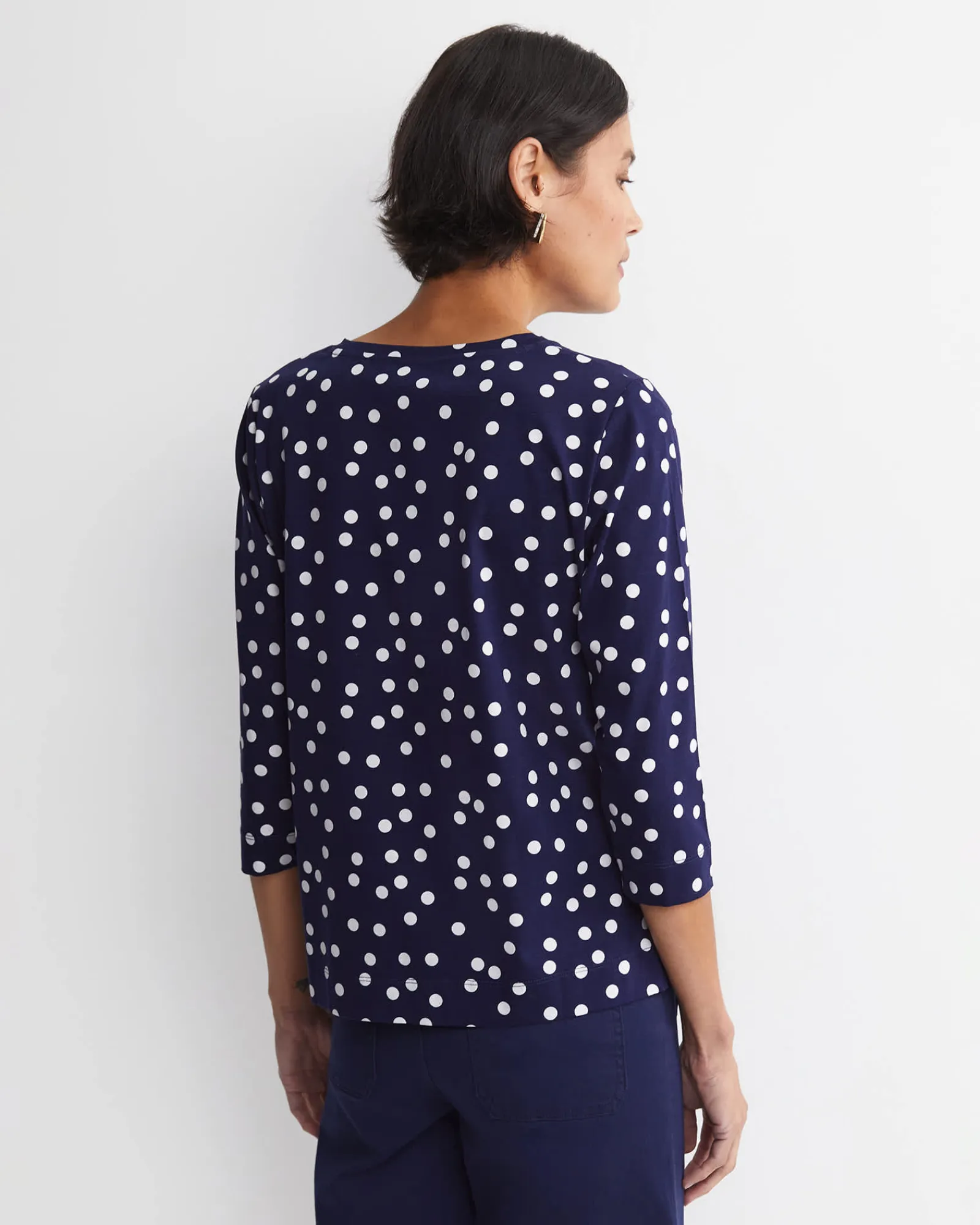 Clearance Sportscraft Polka Mercerised Tee in Whitenavy White/navy