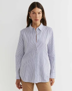 Online Sportscraft Priscilla Stripe Shirt in Whiteblue White/blue