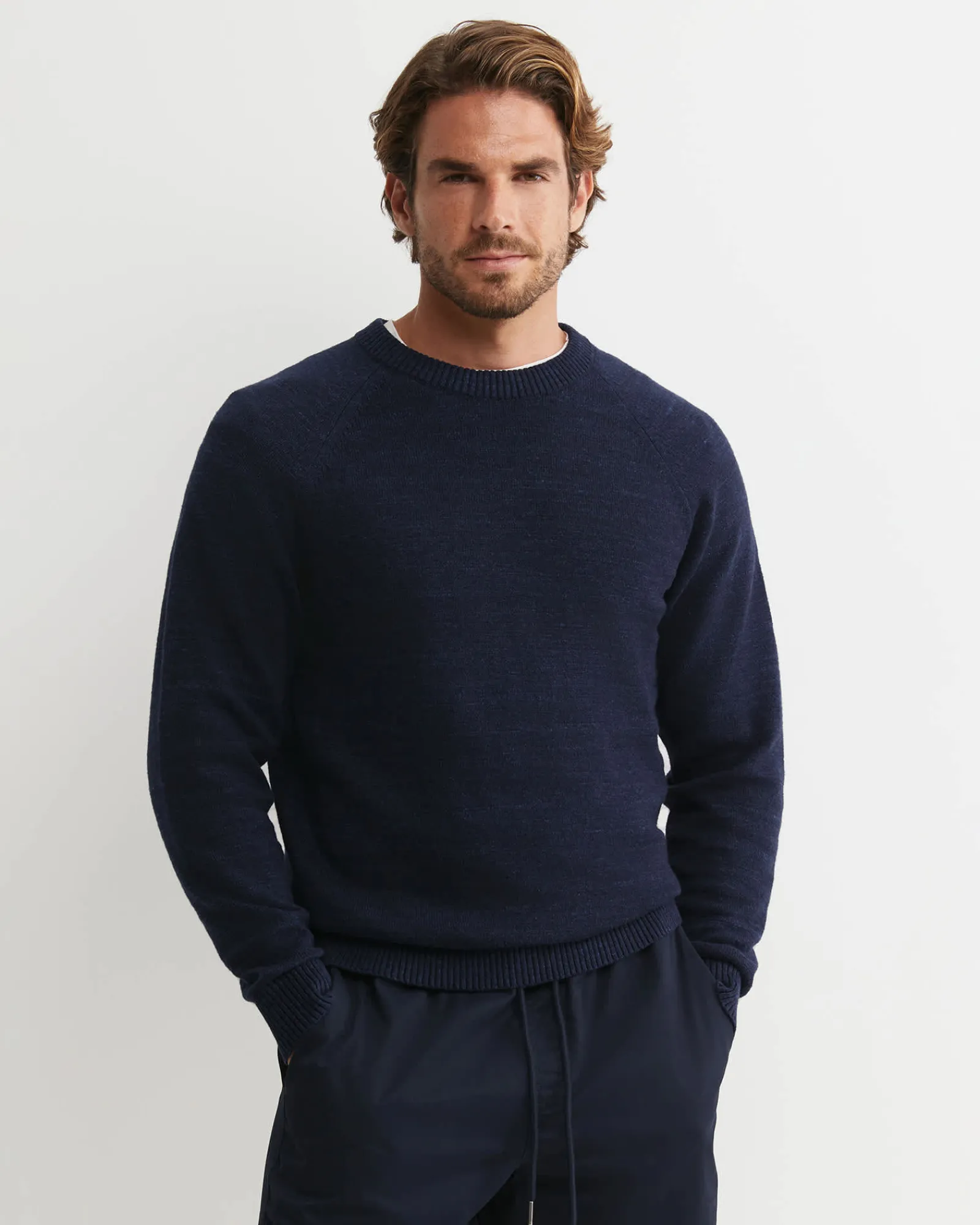 Best Sportscraft Riley Raglan Crew Neck Knit in Navy