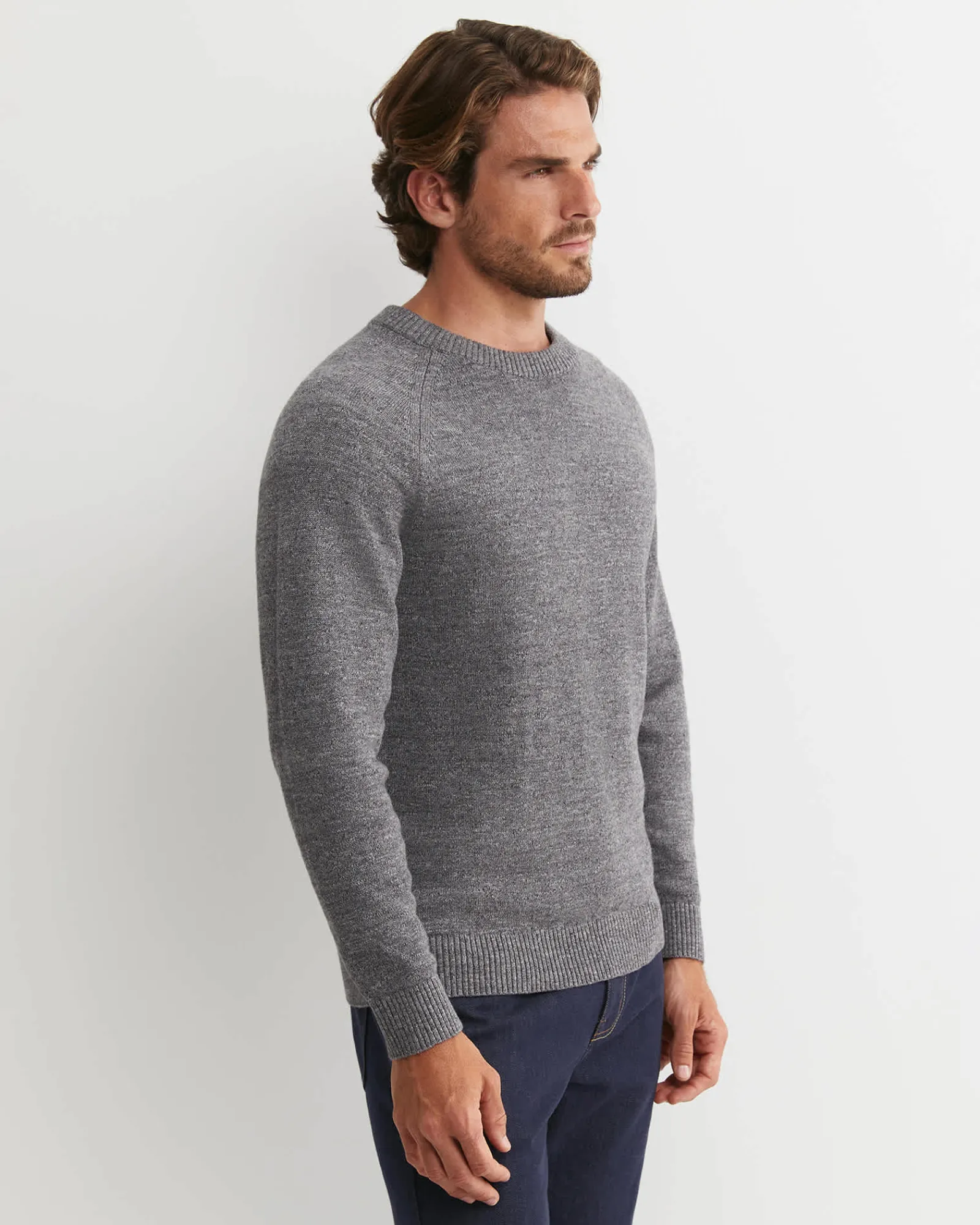 Outlet Sportscraft Riley Raglan Crew Neck Knit in Light Grey LightGrey