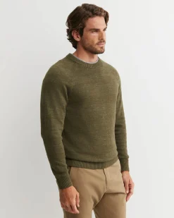 Outlet Sportscraft Riley Raglan Crew Neck Knit in Khaki