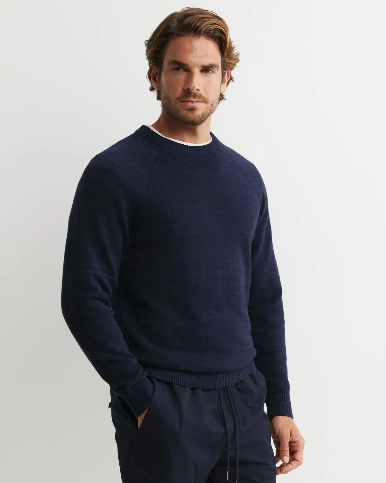 Best Sportscraft Riley Raglan Crew Neck Knit in Navy