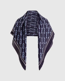 Clearance Sportscraft Rope Silk Print Scarf in Navyivory Navy/ivory