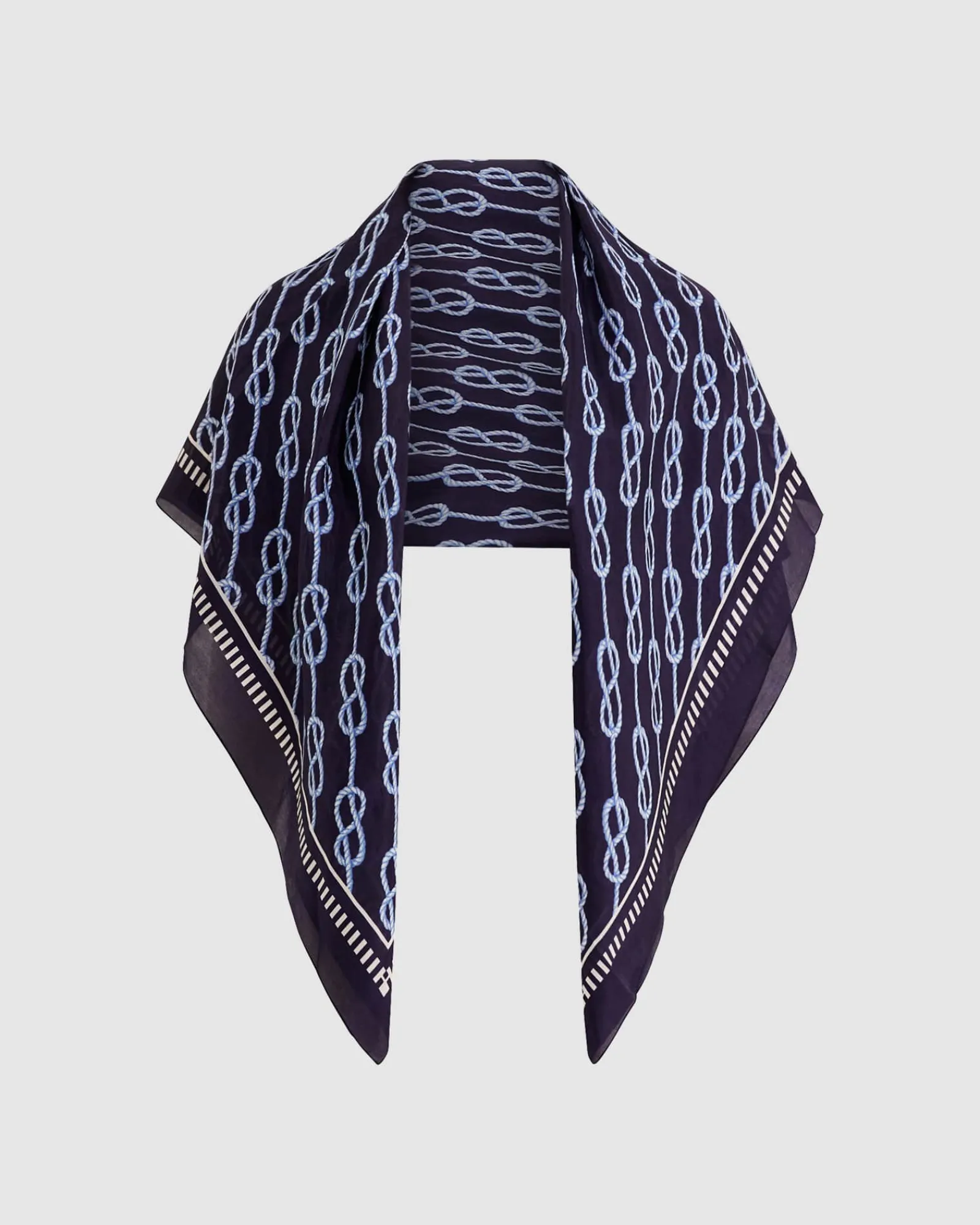 Clearance Sportscraft Rope Silk Print Scarf in Navyivory Navy/ivory