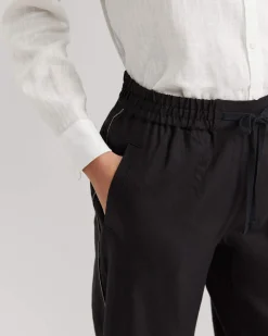Outlet Sportscraft Rosa Bead Trim Linen Pant in Black