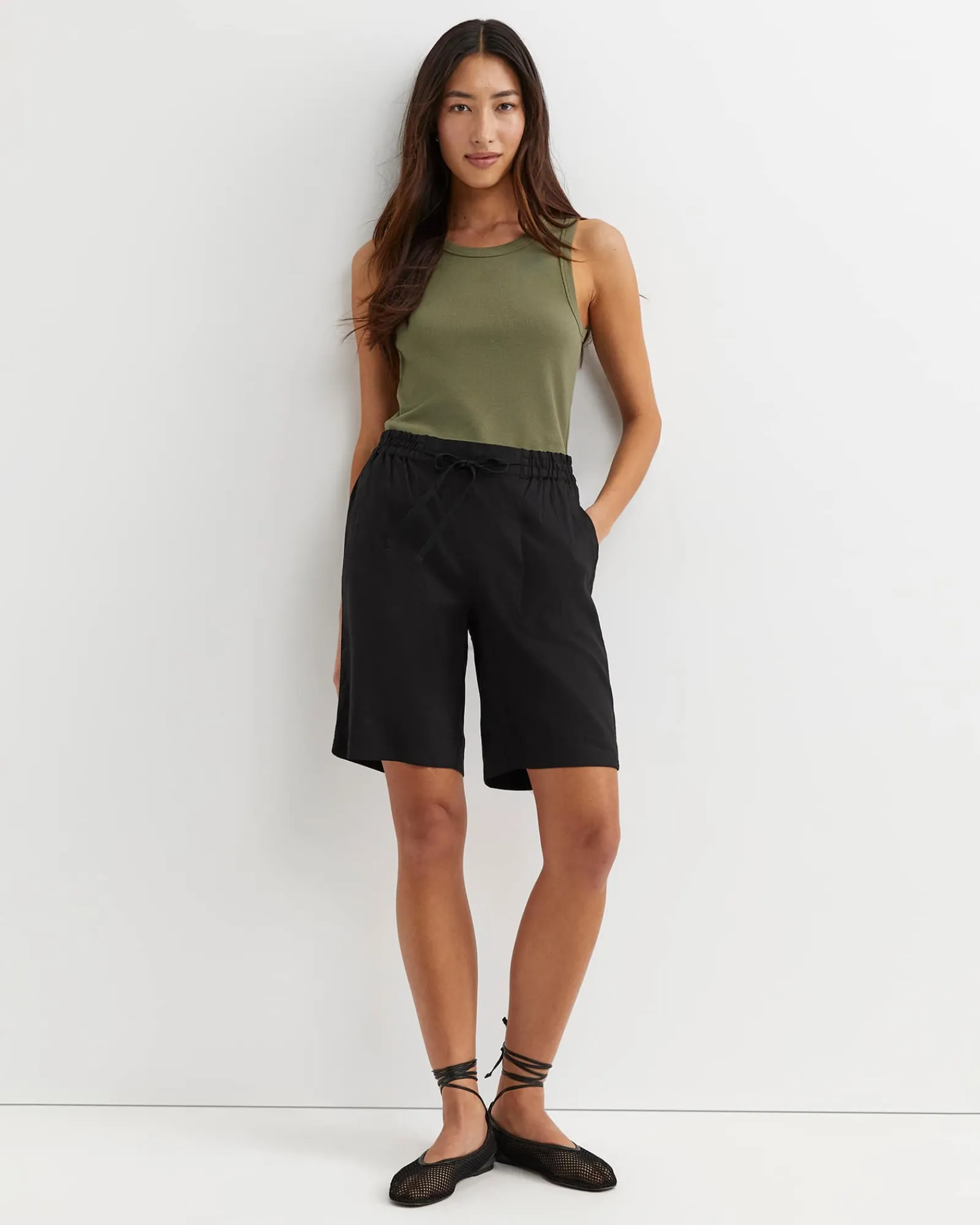 Best Sportscraft Rosa Bead Trim Linen Short in Black