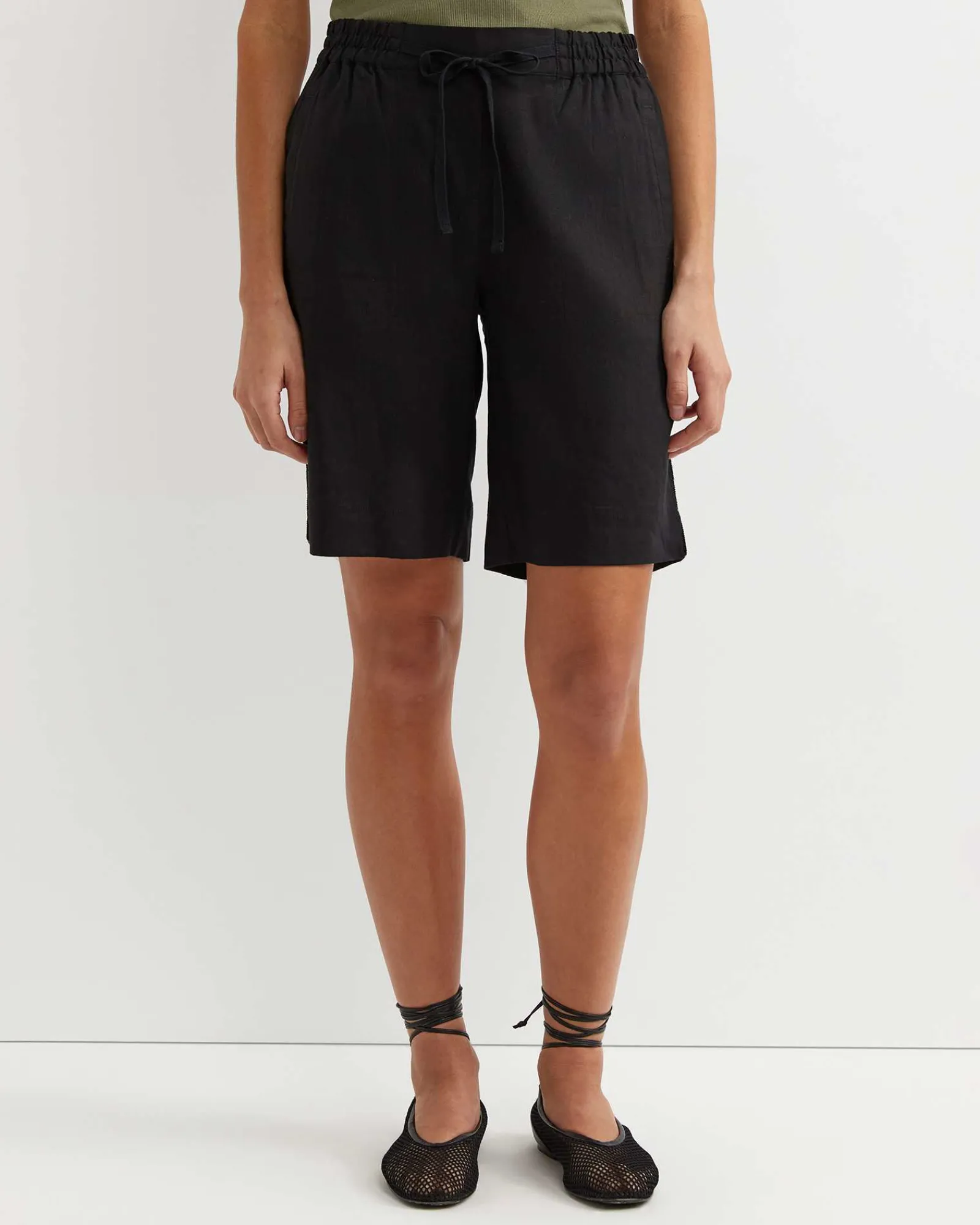 Best Sportscraft Rosa Bead Trim Linen Short in Black