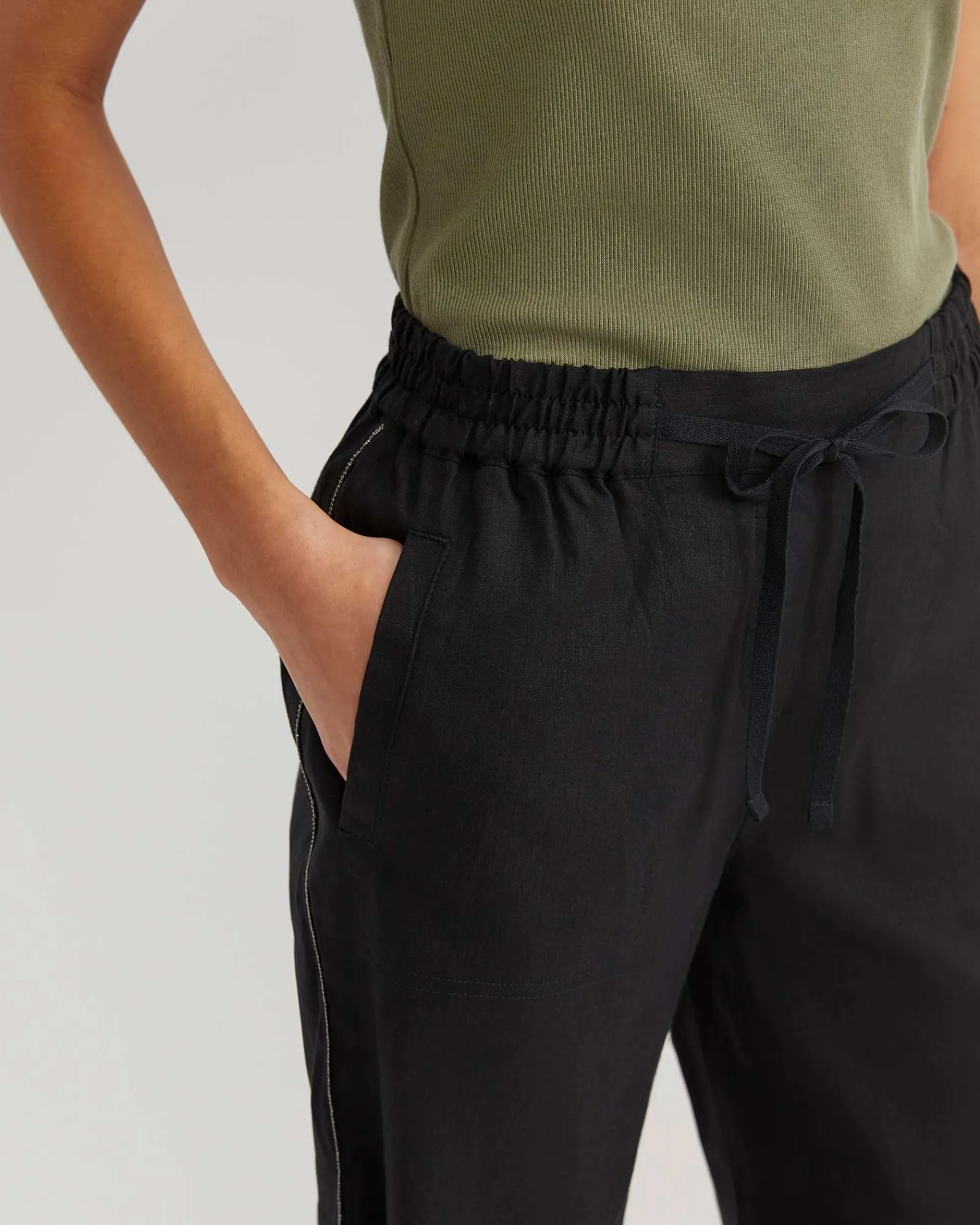 Best Sportscraft Rosa Bead Trim Linen Short in Black
