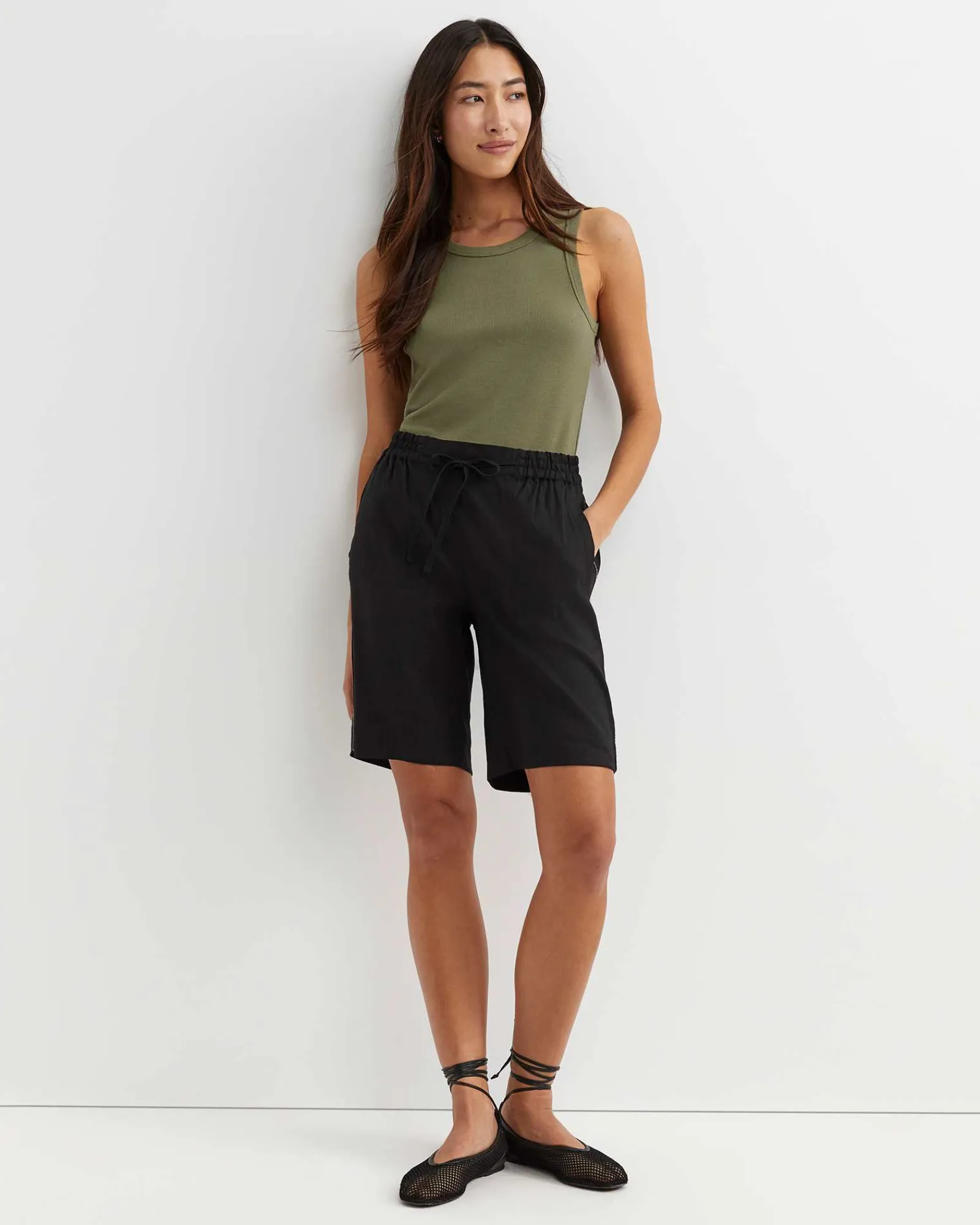 Best Sportscraft Rosa Bead Trim Linen Short in Black