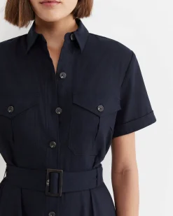 Discount Sportscraft Rosa Belted Shirt Dress in Classic Navy ClassicNavy